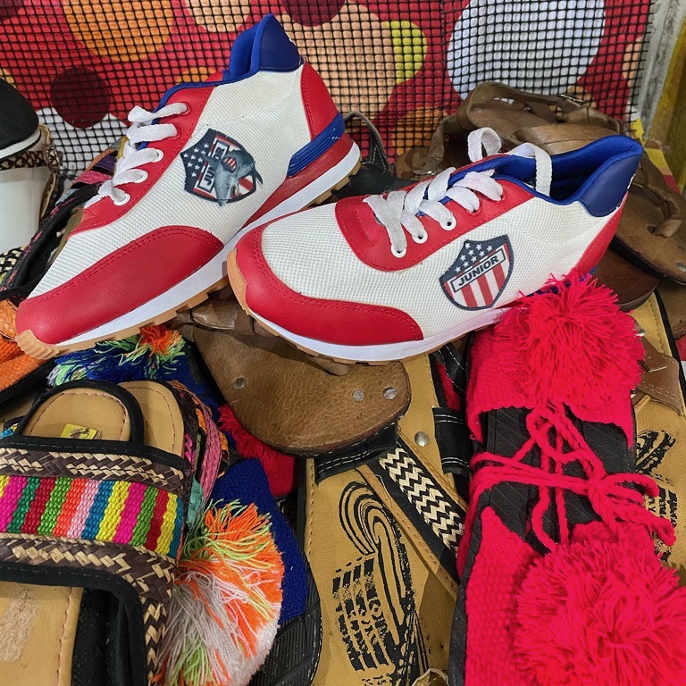 Colorful shoes are among these recuerdos from Galeria Artesanal & Comercial 72 in Barranquilla, Colombia, photo ©Kate Dana