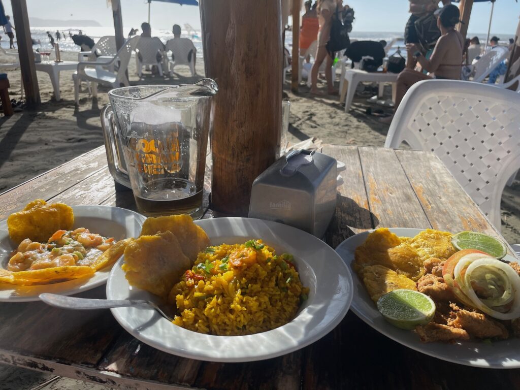 Delicious seafood picadas on a seaside table at Kilymandiaro Sunset Paradise in Barranquilla, Colombia photo ©Kate Dana